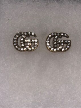 GG Crystal Pavé Logo Stud Earrings in Gold